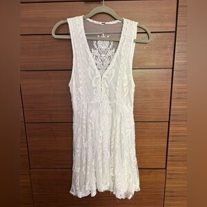 Free People White Lace Mini Dress, size S.